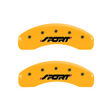 Load image into Gallery viewer, MGP 4 Caliper Covers Engraved Front &amp; Rear SPORT Yellow finish black ch Caliper Covers MGP
