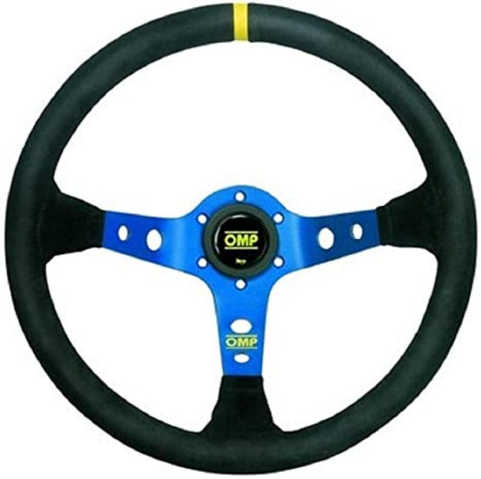 OMP Corsica Dished Steering Wheel Suede 3 Blue Anod Steering Wheels OMP   