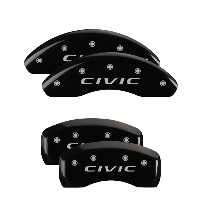 MGP 4 Caliper Covers Engraved Front & Rear Honda Black finish silver ch Caliper Covers MGP