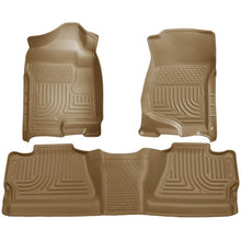 Load image into Gallery viewer, Husky Liners 07-12 Chevy Silverado/GMC Sierra Crew Cab WeatherBeater Combo Tan Floor Liners Floor Mats - Rubber Husky Liners
