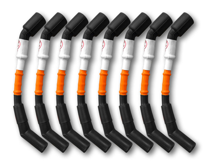 Kooks 10mm Spark Plug Wires - Orange w/Black Boots (8 pc. Set) Spark Plug Wire Sets Kooks Headers   