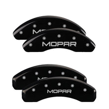 Load image into Gallery viewer, MGP 4 Caliper Covers Engraved Front &amp; Rear MOPAR Black finish silver ch Caliper Covers MGP

