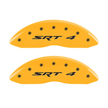 Load image into Gallery viewer, MGP 4 Caliper Covers Engraved Front &amp; Rear SRT4 Yellow finish black ch Caliper Covers MGP
