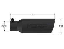 Load image into Gallery viewer, MBRP Universal Tip 4in O.D. Angled Rolled End 2.5in inlet 12in length Black Tips MBRP   
