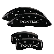 Load image into Gallery viewer, MGP 4 Caliper Covers Engraved Front &amp; Rear Pontiac Black finish silver ch Caliper Covers MGP
