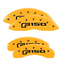Load image into Gallery viewer, MGP 4 Caliper Covers Engraved F &amp; R Oval Logo/Ford Yellow Finish Black Char 2018 Ford Expedition Caliper Covers MGP

