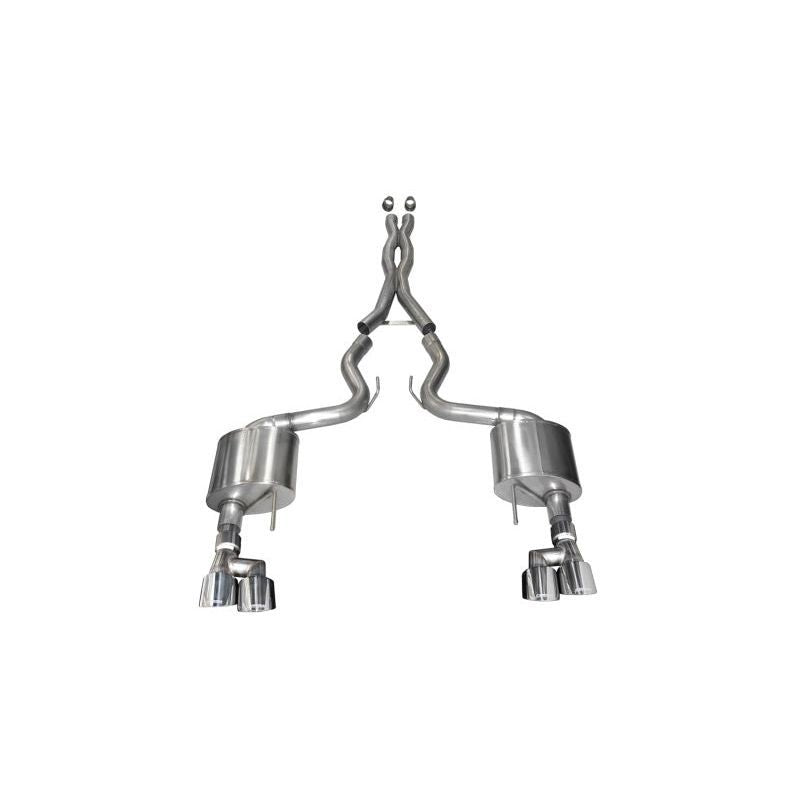 Corsa 2018-2023 Ford Mustang 5.0L 3in Sport Cat-Back Dual Rear Exit 4in Polished Pro-Series Tips Catback CORSA Performance