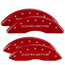 Load image into Gallery viewer, MGP 4 Caliper Covers Engraved Front &amp; Rear C6/Corvette Red finish silver ch Caliper Covers MGP

