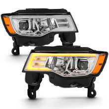 Load image into Gallery viewer, ANZO 2017-2018 Jeep Grand Cherokee Projector Headlights w/ Plank Style Switchback - Chrome w/ Amber Headlights ANZO
