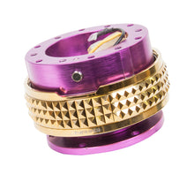 Load image into Gallery viewer, NRG Quick Release Kit - Pyramid Edition - Purple Body / Chrome Gold Pyramid Ring Quick Release Adapters NRG
