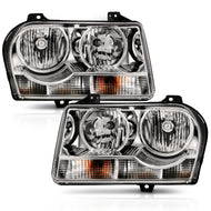 ANZO 2005-2010 Chrysler 300 Crystal Headlight Chrome Amber Headlights ANZO