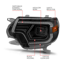 Load image into Gallery viewer, ANZO 12-15 Toyota Tacoma Projector Headlights - w/ Light Bar Switchback Black Housing Headlights ANZO
