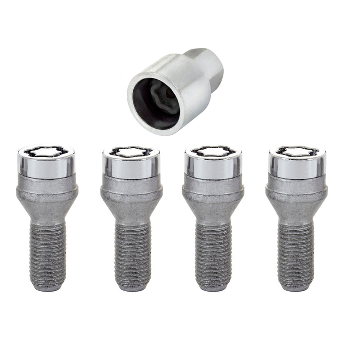 McGard Wheel Lock Bolt Set - 4pk. (Cone Seat) M14X1.25 / 17mm Hex / 27.3mm Shank Length - Chrome Wheel Bolts McGard