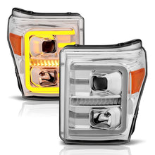 Load image into Gallery viewer, ANZO 11-16 Ford F-250/F-350/F-450 Projector Headlights w/ Plank Style Switchback Chrome w/Amber Headlights ANZO
