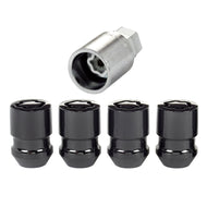 McGard Wheel Lock Nut Set - 4pk. (Cone Seat) 1/2-20 / 3/4 & 13/16 Dual Hex / 1.28in. Length - Black Lug Nuts McGard