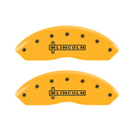 MGP 4 Caliper Covers Engraved Front Lincoln Engraved Rear MKX Yellow finish black ch Caliper Covers MGP