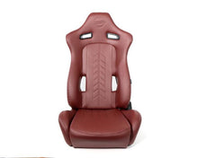Load image into Gallery viewer, NRG Reclinable Sport Seats (Pair) The Arrow Maroon Vinyl w/ Pressed NRG logo w/ Maroon Stitch Reclineable Seats NRG
