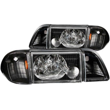 Load image into Gallery viewer, ANZO 1987-1993 Ford Mustang Crystal Headlights Black w/ Corner Lights 3pc Headlights ANZO
