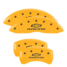 Load image into Gallery viewer, MGP 4 Caliper Covers Engraved F &amp; R Chevy Racing Yellow Finish Black Char 2019 Chevrolet Malibu Caliper Covers MGP
