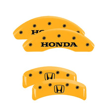 Load image into Gallery viewer, MGP 4 Caliper Covers Engraved Front &amp; Rear MGP Yellow Finish Black Char 2003 Honda Element Caliper Covers MGP   
