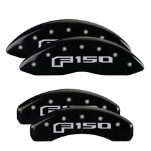 Load image into Gallery viewer, MGP 4 Caliper Covers Engraved Front &amp; Rear Oval Logo/Ford Black Finish Silver Char 2013 Ford F-150 Caliper Covers MGP
