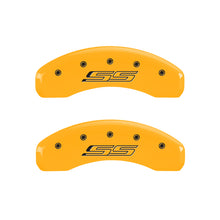 Load image into Gallery viewer, MGP 4 Caliper Covers Engraved Front &amp; Rear Gen 5/SS Yellow finish black ch Caliper Covers MGP
