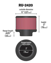 Load image into Gallery viewer, K&amp;N Universal Rubber Filter 3 inch Flange 5 inch OD 3 inch Height Air Filters - Universal Fit K&amp;N Engineering   
