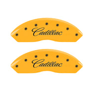 MGP 4 Caliper Covers Engraved F & R Cursive/Cadillac Yellow Finish Black Char 2006 Cadillac SRX Caliper Covers MGP