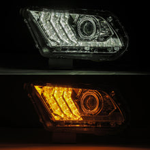 Load image into Gallery viewer, AlphaRex 10-12 Ford Mustang PRO-Series Projector Headlights Plank Style Chrome w/Top/Bottom DRL Headlights AlphaRex
