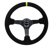 Load image into Gallery viewer, NRG Reinforced Steering Wheel (350mm / 3in. Deep) Blk Suede/X-Stitch w/5mm Blk Spoke &amp; Yellow CM Steering Wheels NRG
