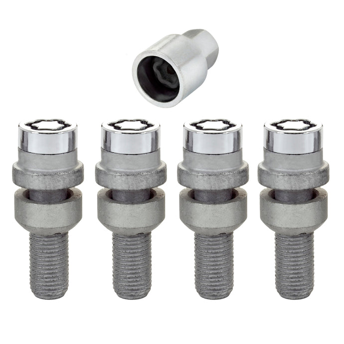McGard Wheel Lock Bolt Set - 4pk. (Radius Seat) M14X1.5 / 17mm Hex / 28.2mm Shank Length - Chrome Wheel Bolts McGard