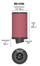 Load image into Gallery viewer, K&amp;N Filter Universal Rubber Round Air Filter 20 Deg Flange Angle 2.25in Flange ID x 3.5in OD x 6in H Air Filters - Universal Fit K&amp;N Engineering   
