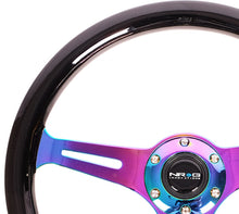 Load image into Gallery viewer, NRG Classic Wood Grain Steering Wheel (350mm) Black Paint Grip w/Neochrome 3-Spoke Center Steering Wheels NRG
