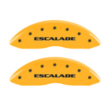Load image into Gallery viewer, MGP 4 Caliper Covers Engraved Fr Escalade Rear ESV Yellow Finish Blk Char 2003 Cadillac Escalade ESV Caliper Covers MGP
