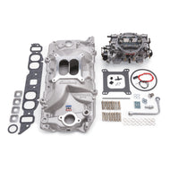 Edelbrock Manifold And Carb Kit Performer RPM Big Block Chevrolet Oval Port Natural Finish Intake Manifolds Edelbrock