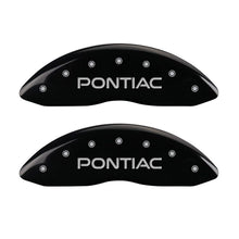 Load image into Gallery viewer, MGP 4 Caliper Covers Engraved Front &amp; Rear Pontiac Black finish silver ch Caliper Covers MGP
