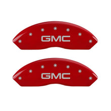 Load image into Gallery viewer, MGP 4 Caliper Covers Engraved Front &amp; Rear GMC Red Finish Silver Char 2011 GMC Savana 2500 Caliper Covers MGP
