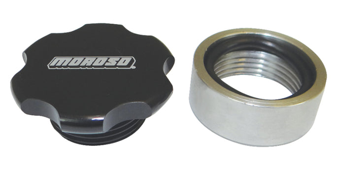 Moroso Universal Filler Cap Kit - 1-1/4-12UNF - Steel Bung - Black Anodized Radiator Caps Moroso