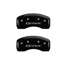 Load image into Gallery viewer, MGP 4 Caliper Covers Engraved Front &amp; Rear Sonic Black finish silver ch Caliper Covers MGP
