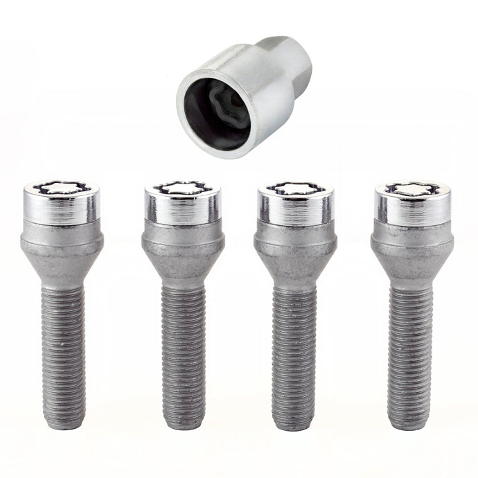 McGard Wheel Lock Bolt Set - 4pk. (Cone Seat) M12X1.5 / 21mm Hex / 36.3mm Shank Length - Chrome Wheel Bolts McGard