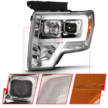 Load image into Gallery viewer, ANZO 2009-2014 Ford F-150 Projector Headlight Plank Style Chrome Amber Headlights ANZO
