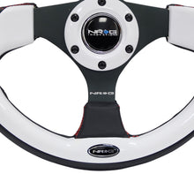Load image into Gallery viewer, NRG Reinforced Steering Wheel (320mm) Blk w/White Trim &amp; 4mm 3-Spoke Steering Wheels NRG
