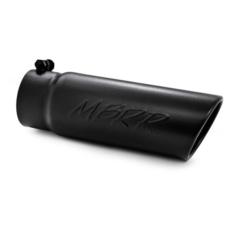 MBRP Universal Tip 4 O.D. Angled Rolled End 3.5 inlet 10 length- Black Finish Tips MBRP