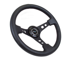 Load image into Gallery viewer, NRG Reinforced Steering Wheel (350mm / 3in. Deep) Blk Leather w/Blk Spoke &amp; Circle Cutouts Steering Wheels NRG

