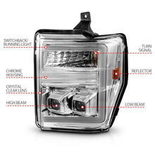 Load image into Gallery viewer, ANZO 08-10 Ford F-250 - F-550 Super Duty Projector Headlights w/ Light Bar Switchback Chrome Housing Headlights ANZO

