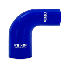 Load image into Gallery viewer, Mishimoto Silicone Reducer Coupler 90 Degree 2in to 3in - Blue Silicone Couplers &amp; Hoses Mishimoto

