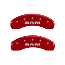 Load image into Gallery viewer, MGP 4 Caliper Covers Engraved Front &amp; Rear RAM Red finish silver ch Caliper Covers MGP
