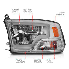 Load image into Gallery viewer, ANZO 2009-2020 Dodge Ram 1500 Full LED Square Projector Headlights w/ Chrome Housing Chrome Amber Headlights ANZO
