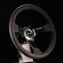 Load image into Gallery viewer, NRG Reinforced Steering Wheel (350mm / 3in. Deep) Black Leather w/ Alcantara Stitching Steering Wheels NRG
