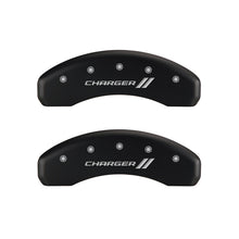 Load image into Gallery viewer, MGP 4 Caliper Covers Engraved Front &amp; Rear With stripes/Charger Red finish silver ch Caliper Covers MGP
